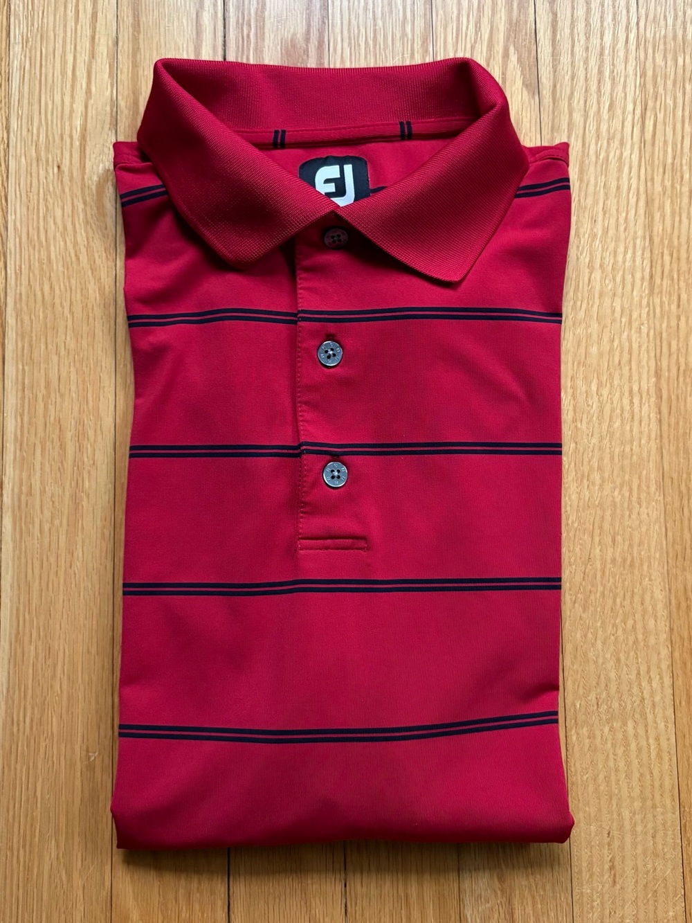 FootJoy Golf Men’s Short Sleeve Polo Shirt Performance Medium Red Black Stripes